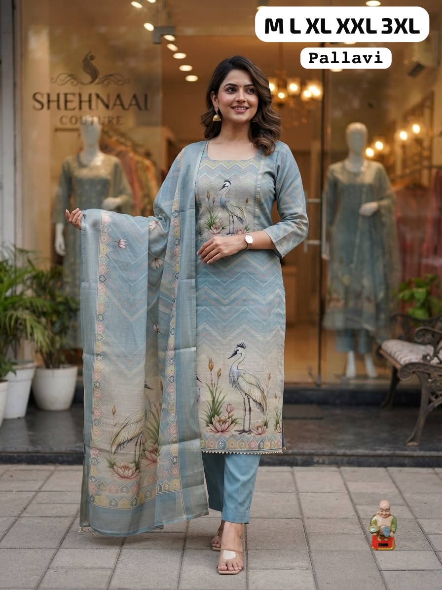 Pallavi Premium Linen Blend Printed Suit Set