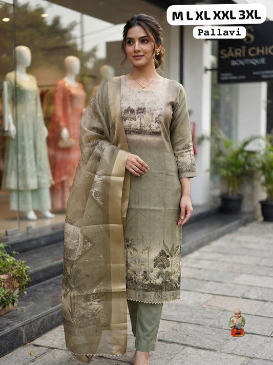 Pallavi Premium Linen Blend Printed Suit Set