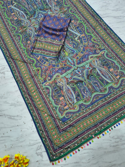Premium Chinon Silk Mirror Work Saree