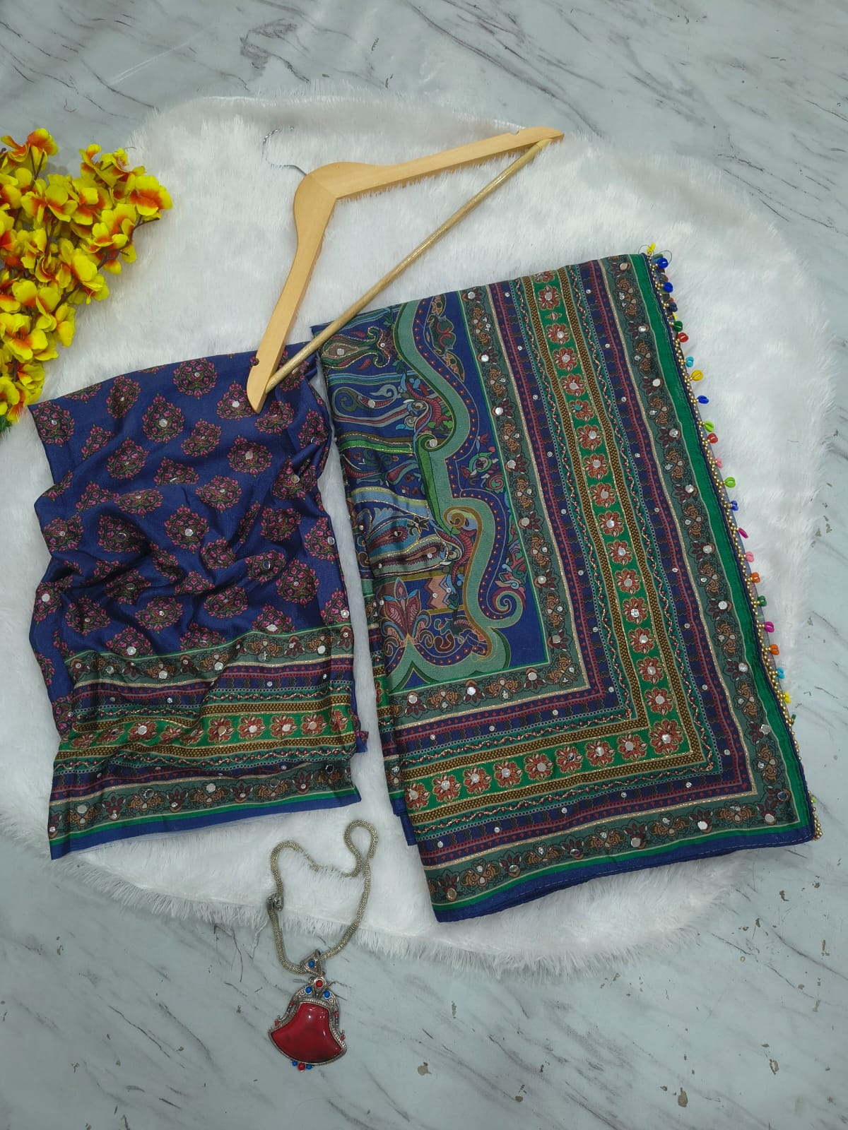 Premium Chinon Silk Mirror Work Saree
