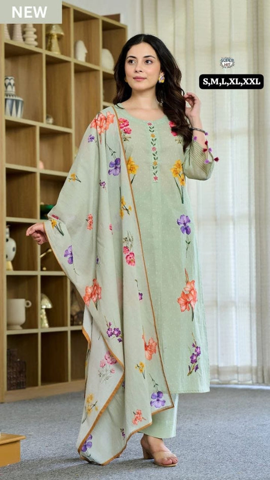 Premium Cotton Anarkali Kurti Set with Malmal Dupatta
