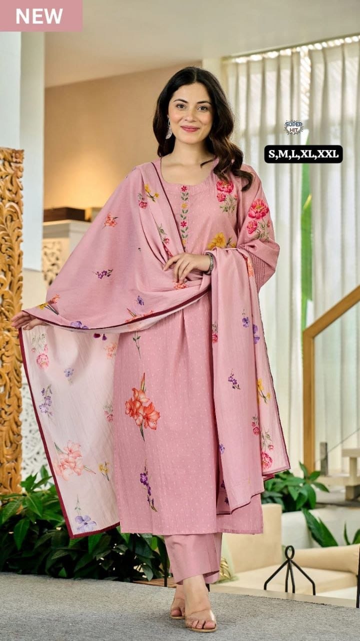 Premium Cotton Anarkali Kurti Set with Malmal Dupatta