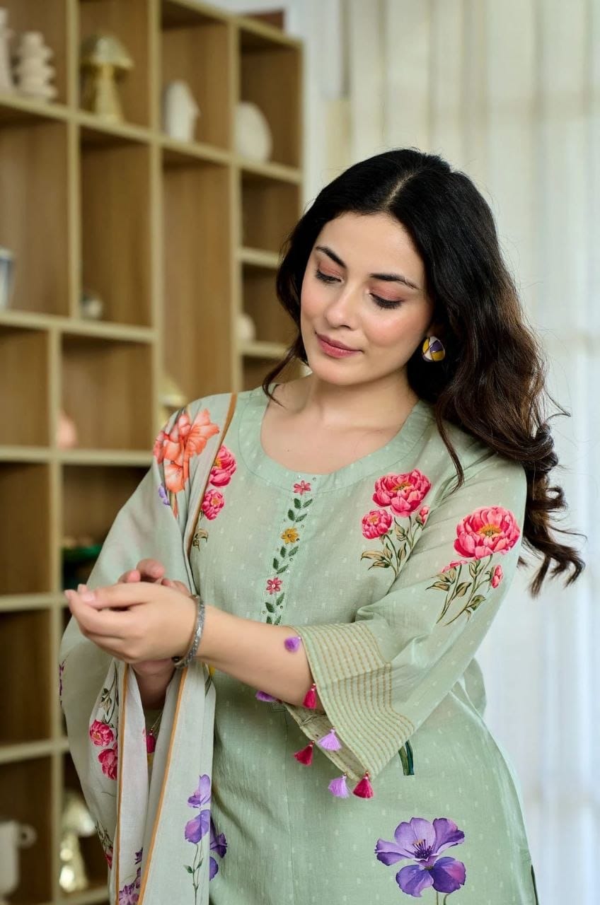 Premium Cotton Anarkali Kurti Set with Malmal Dupatta