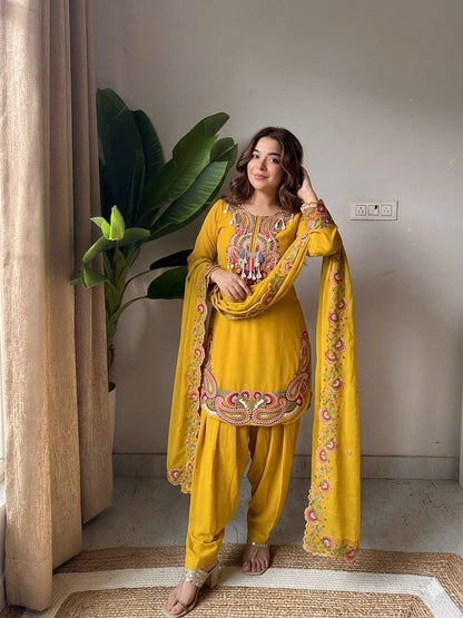 Pure Heavy Georgette Embroidered Farshi Suit Set