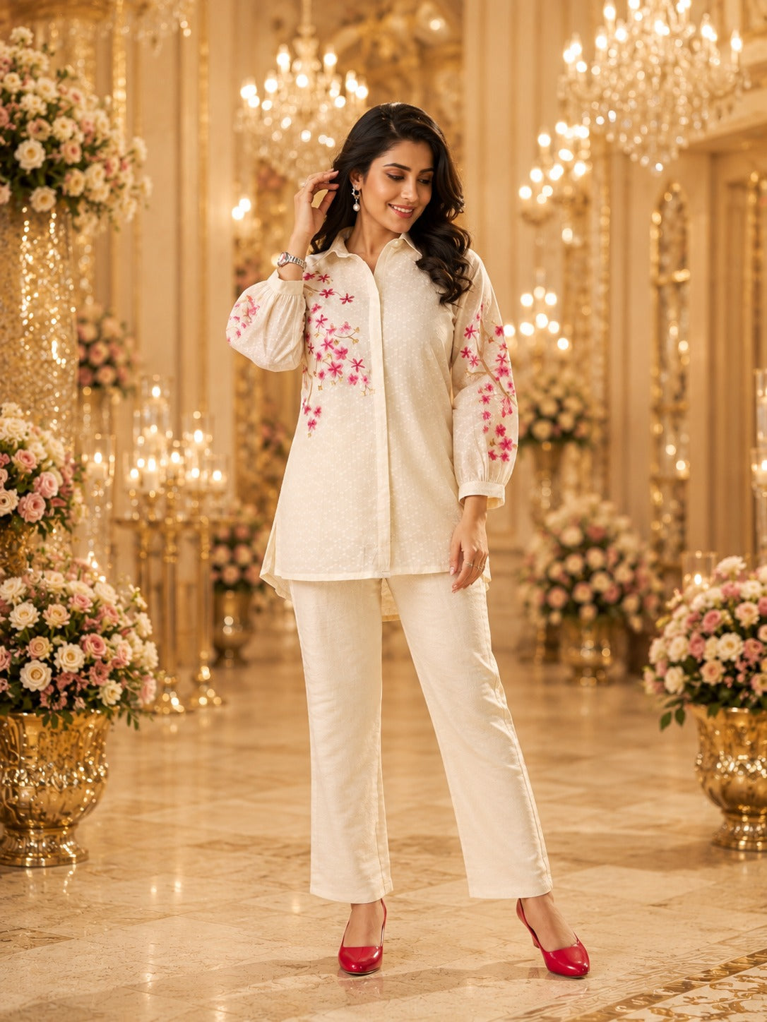 Dobby Cotton Straight Co-Ord Set
