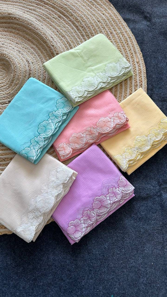 Soft Kota Doriya Appliqué Work Saree
