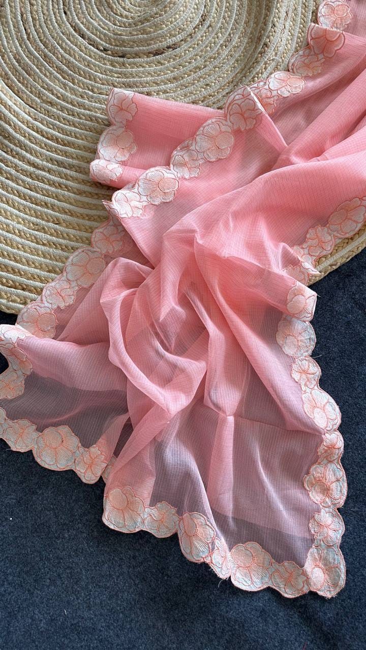 Soft Kota Doriya Appliqué Work Saree