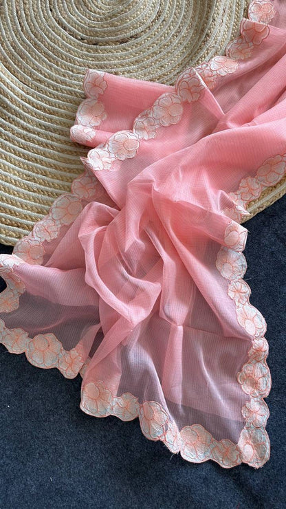 Soft Kota Doriya Appliqué Work Saree
