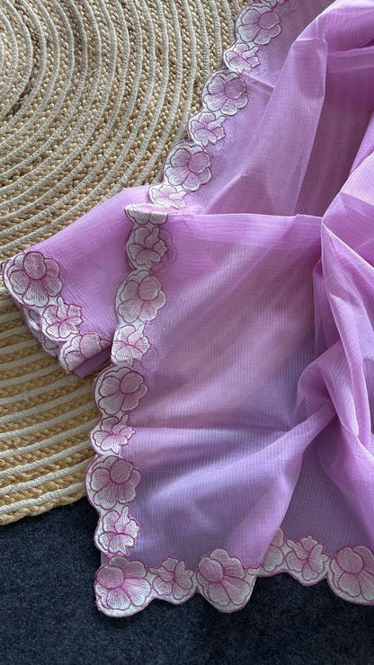 Soft Kota Doriya Appliqué Work Saree