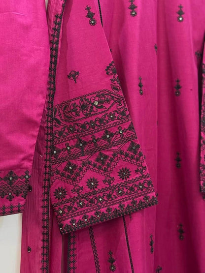 Rayon Cotton Embroidered Farshi Pant Suit Set