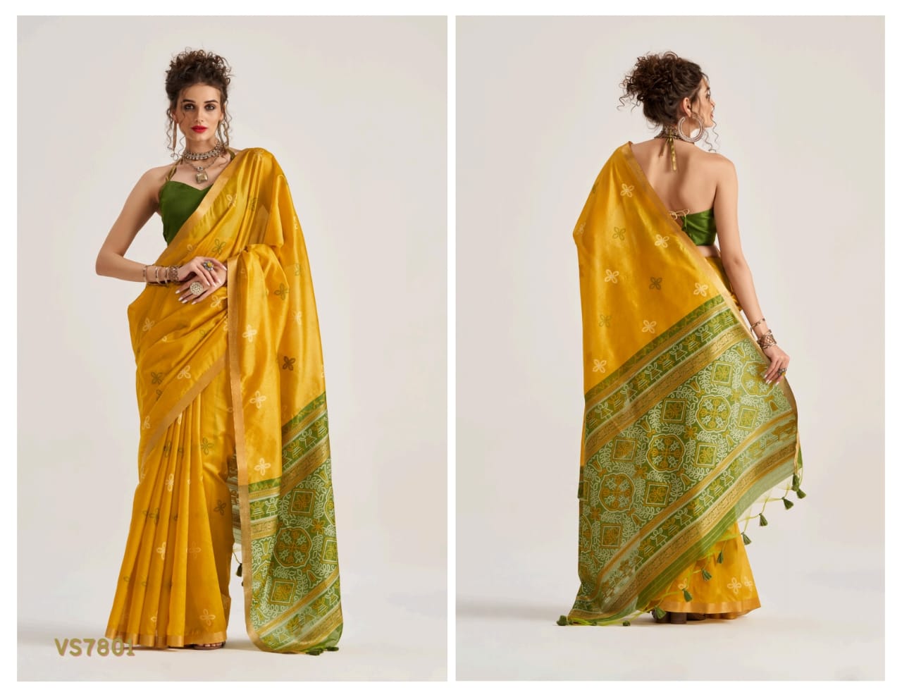 RJYG Bandhej Silk Art Silk Patola Saree