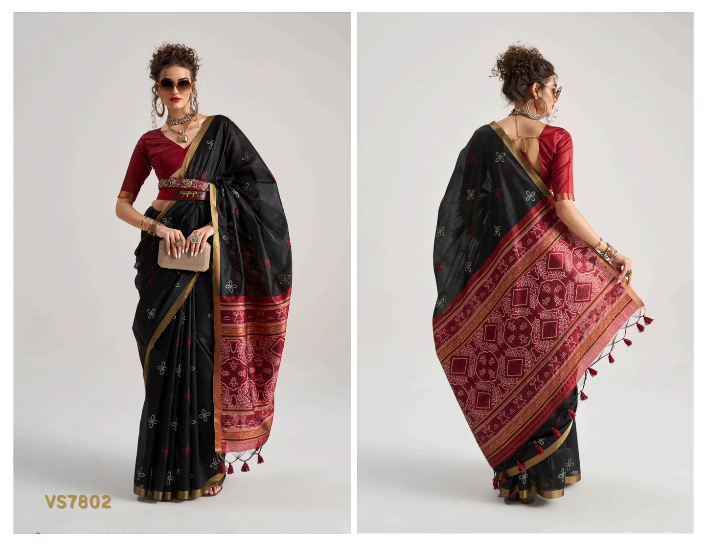 RJYG Bandhej Silk Art Silk Patola Saree