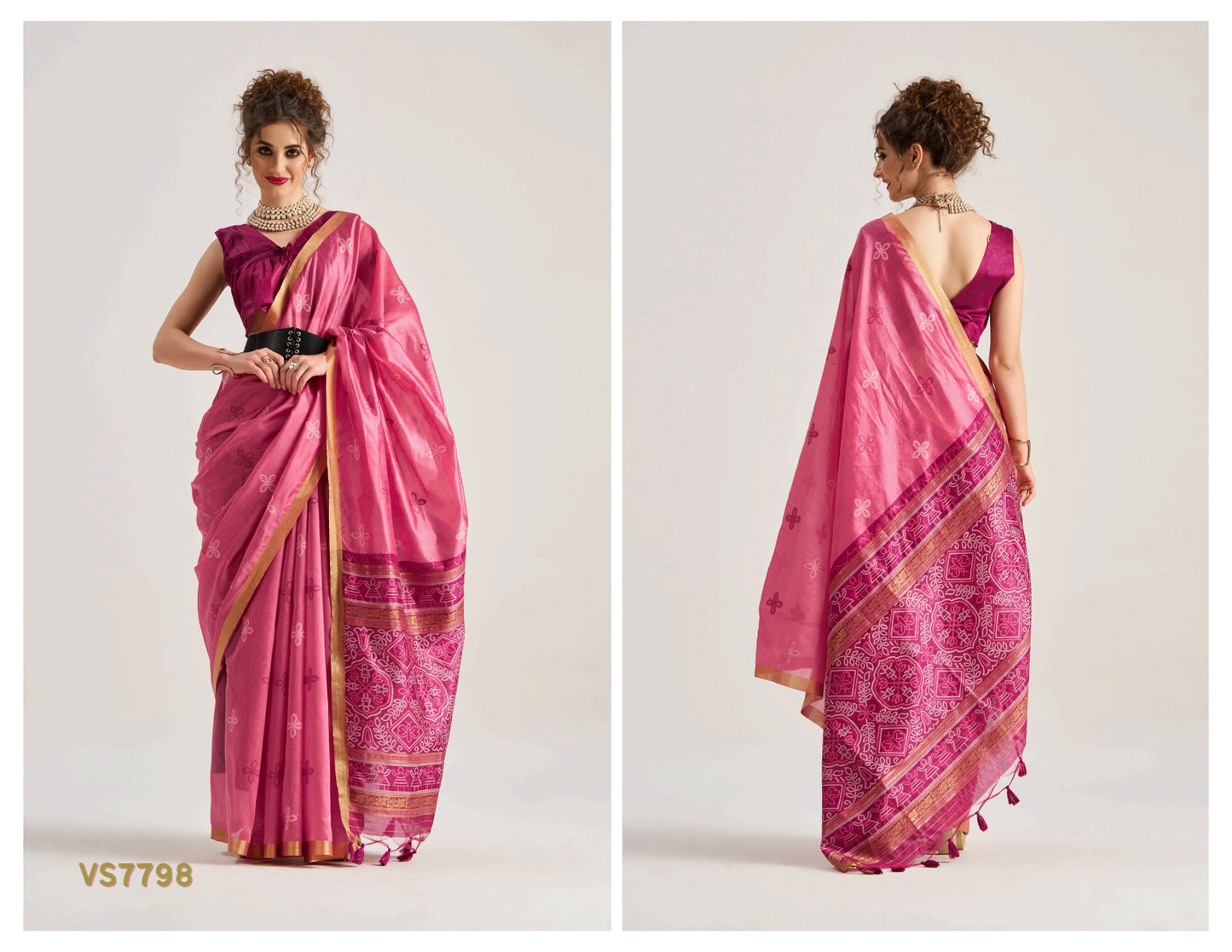 RJYG Bandhej Silk Art Silk Patola Saree
