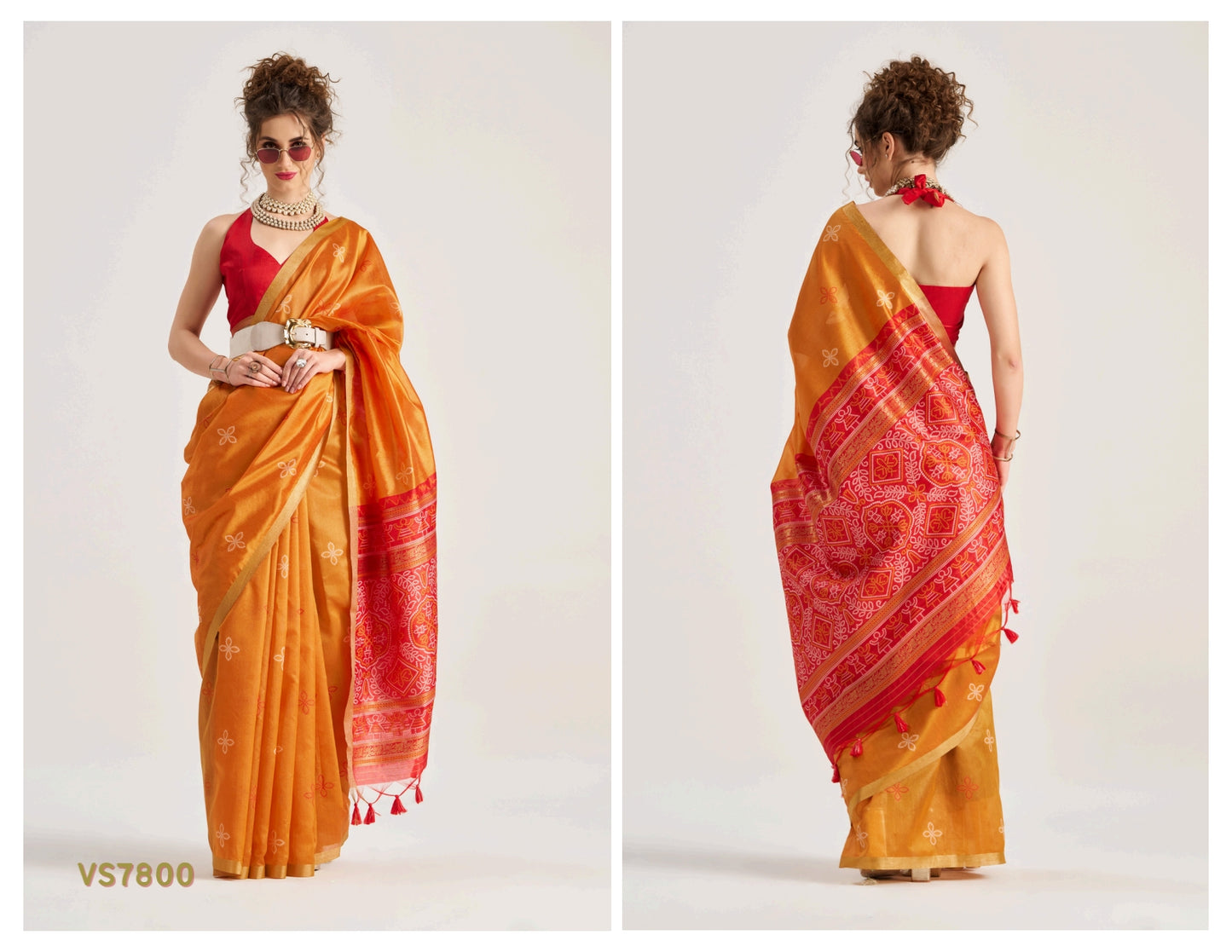 RJYG Bandhej Silk Art Silk Patola Saree