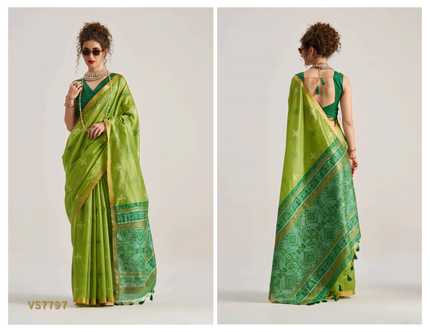 RJYG Bandhej Silk Art Silk Patola Saree