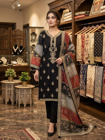 Mul Chanderi Cording & Sequin Embroidered Suit Set