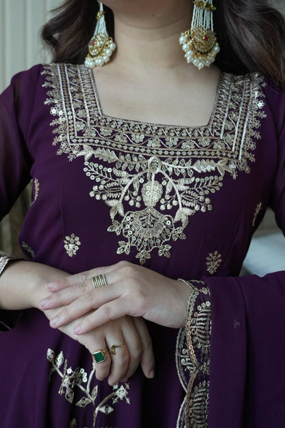 Fox Georgette Heavy Sequin Embroidered Flared Suit Set