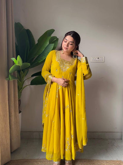 Fox Georgette Heavy Sequin Embroidered Flared Suit Set