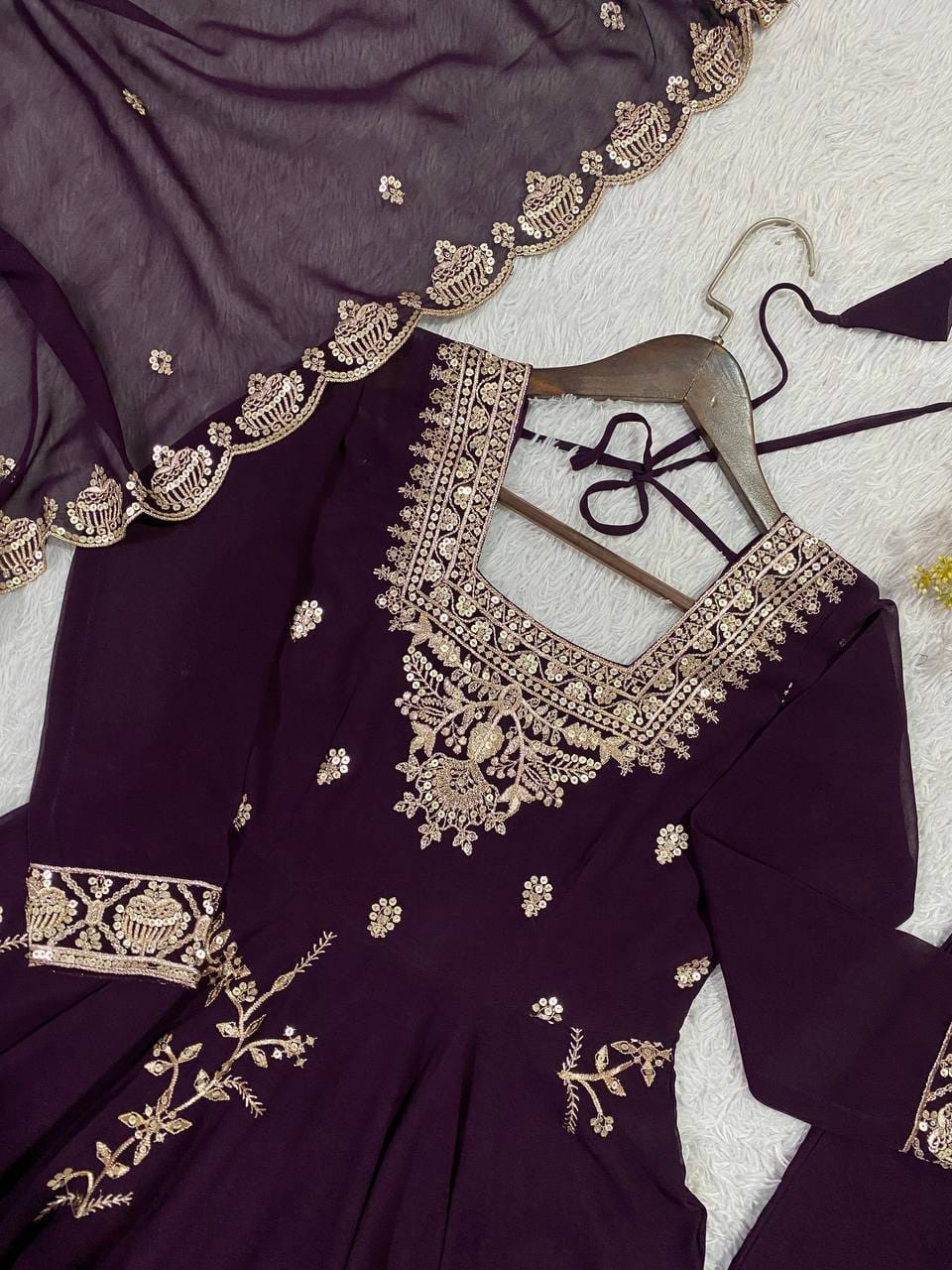 Fox Georgette Heavy Sequin Embroidered Flared Suit Set