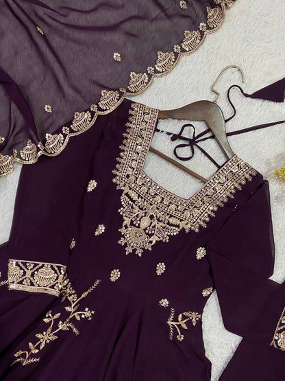 Fox Georgette Heavy Sequin Embroidered Flared Suit Set