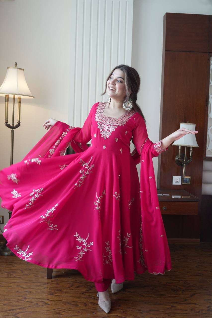Fox Georgette Heavy Sequin Embroidered Flared Suit Set
