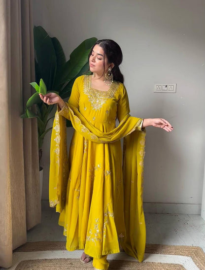 Fox Georgette Heavy Sequin Embroidered Flared Suit Set