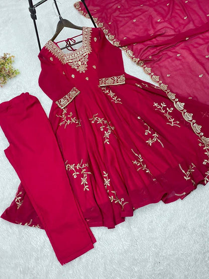 Fox Georgette Heavy Sequin Embroidered Flared Suit Set