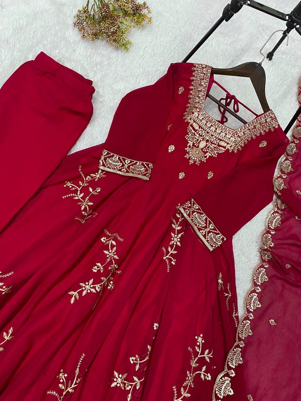 Fox Georgette Heavy Sequin Embroidered Flared Suit Set