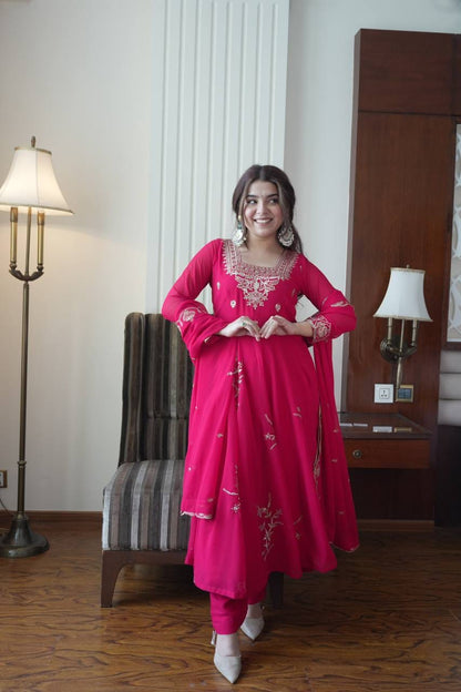 Fox Georgette Heavy Sequin Embroidered Flared Suit Set