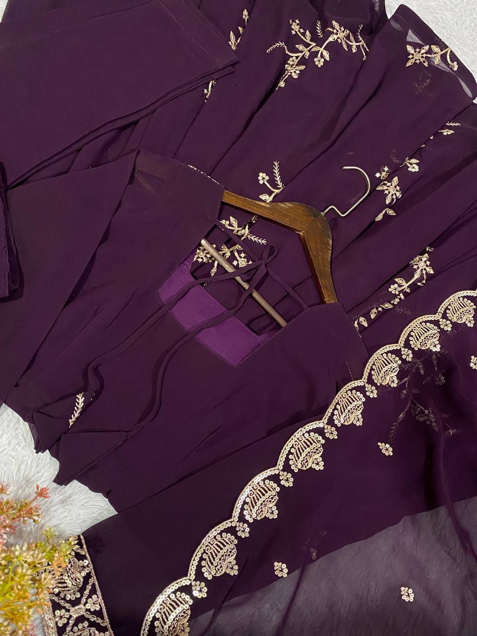 Fox Georgette Heavy Sequin Embroidered Flared Suit Set