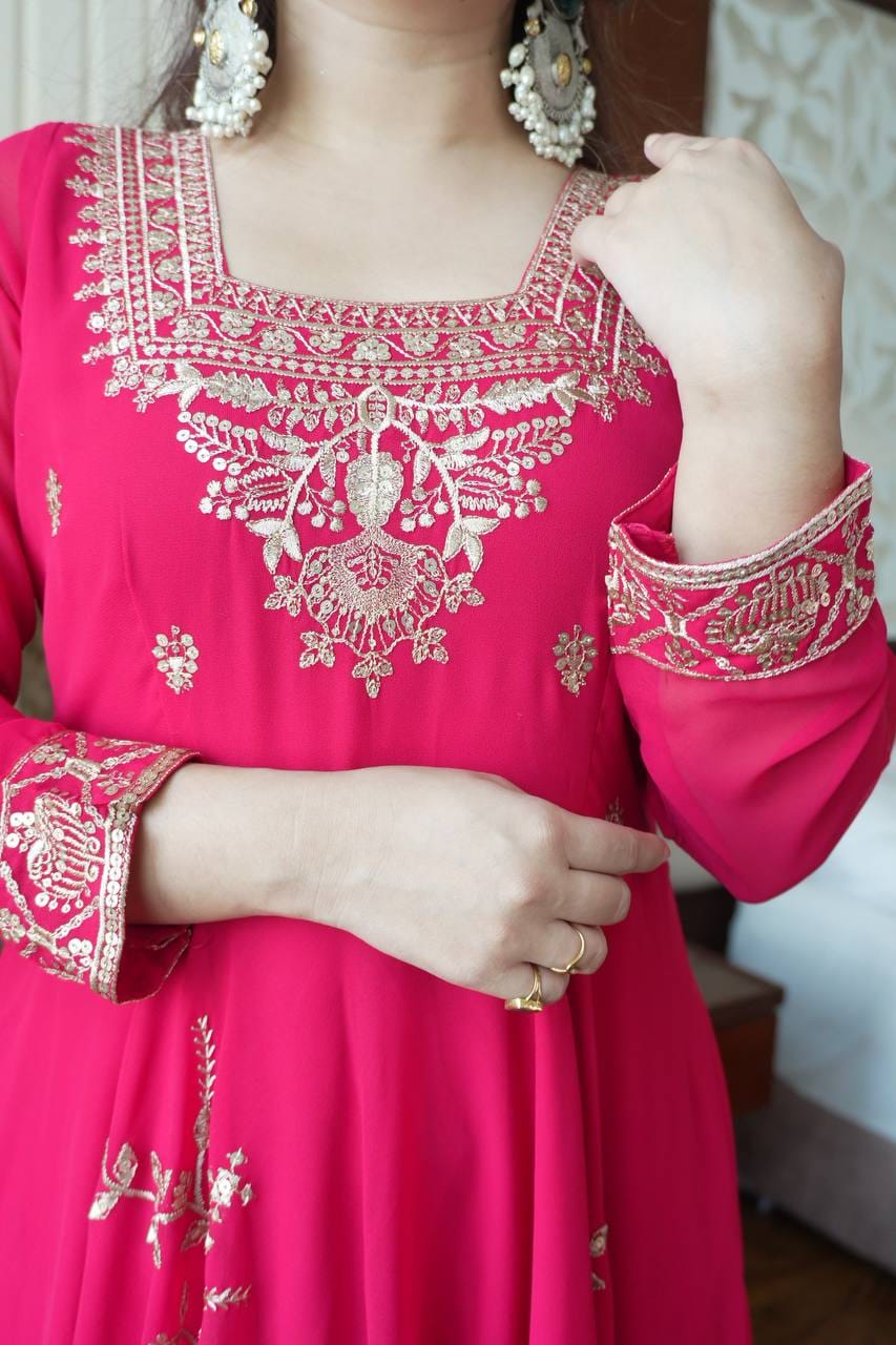 Fox Georgette Heavy Sequin Embroidered Flared Suit Set