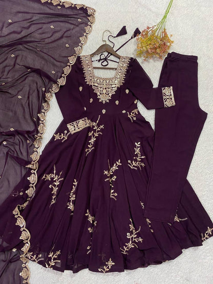 Fox Georgette Heavy Sequin Embroidered Flared Suit Set