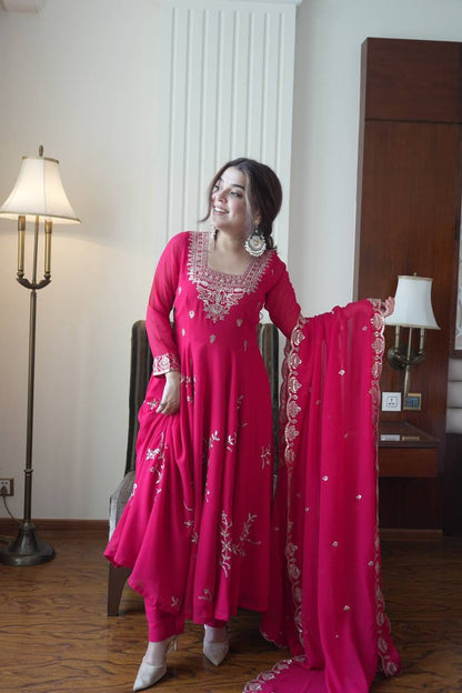 Fox Georgette Heavy Sequin Embroidered Flared Suit Set
