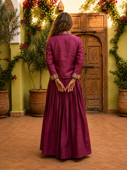 Premium Zazu Silk Embroidered Jacket with Lehenga Set