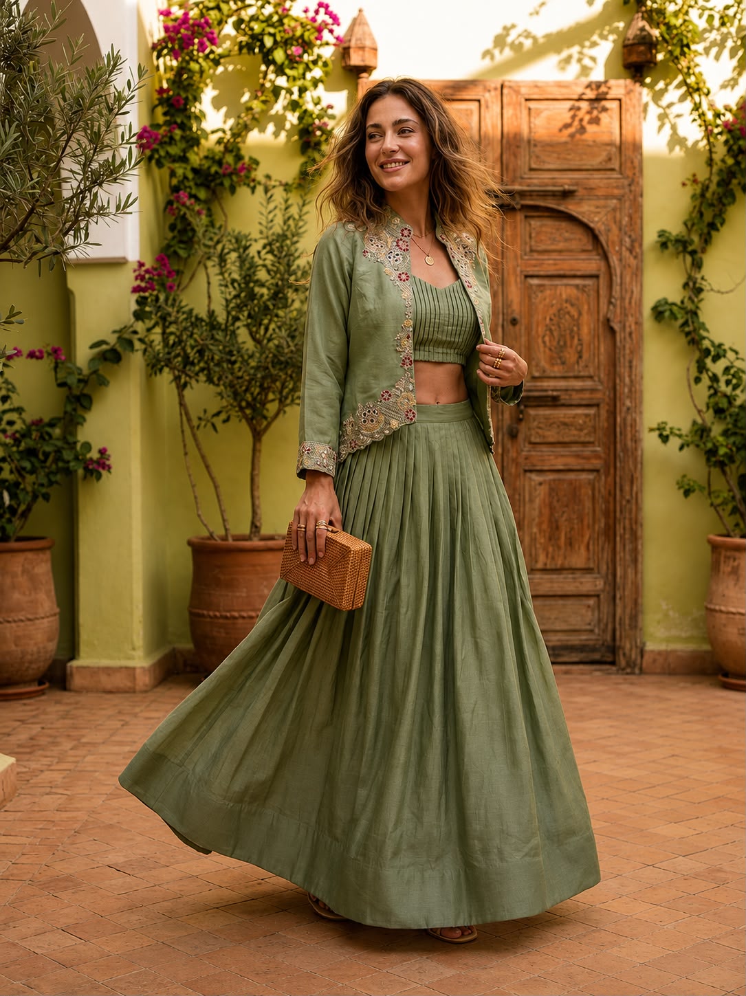 Premium Zazu Silk Embroidered Jacket with Lehenga Set