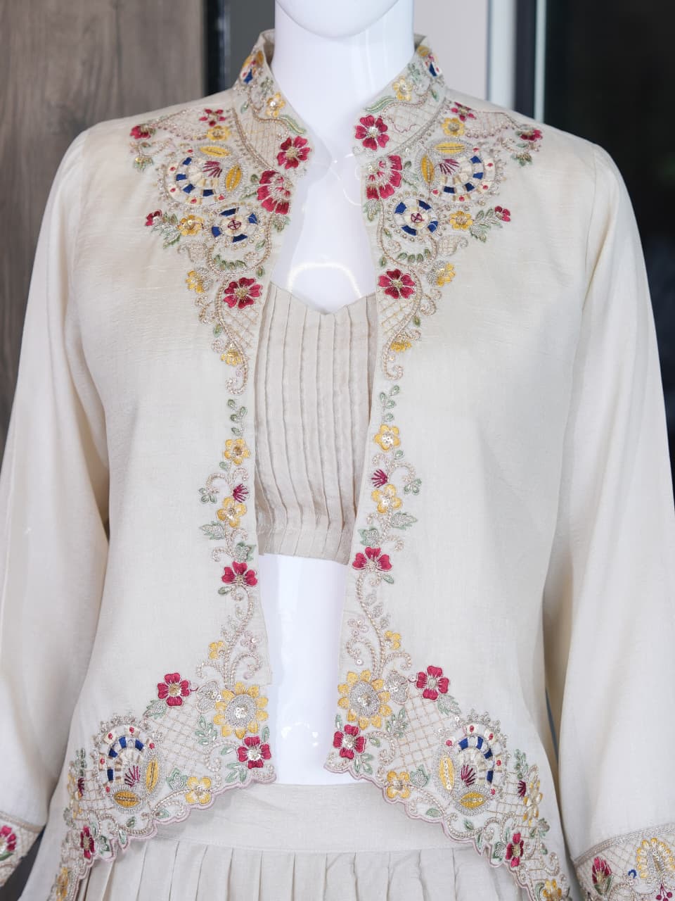 Premium Zazu Silk Embroidered Jacket with Lehenga Set