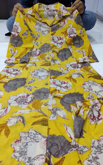 Pure Cotton 60×60 Printed & Foil Work Kurti Pant Set