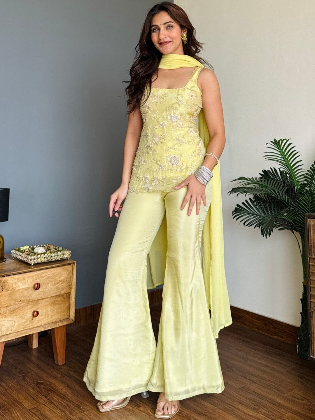 Heavy Georgette Embroidered Palazzo Suit Set