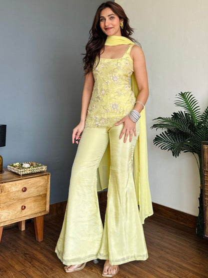 Heavy Georgette Embroidered Palazzo Suit Set