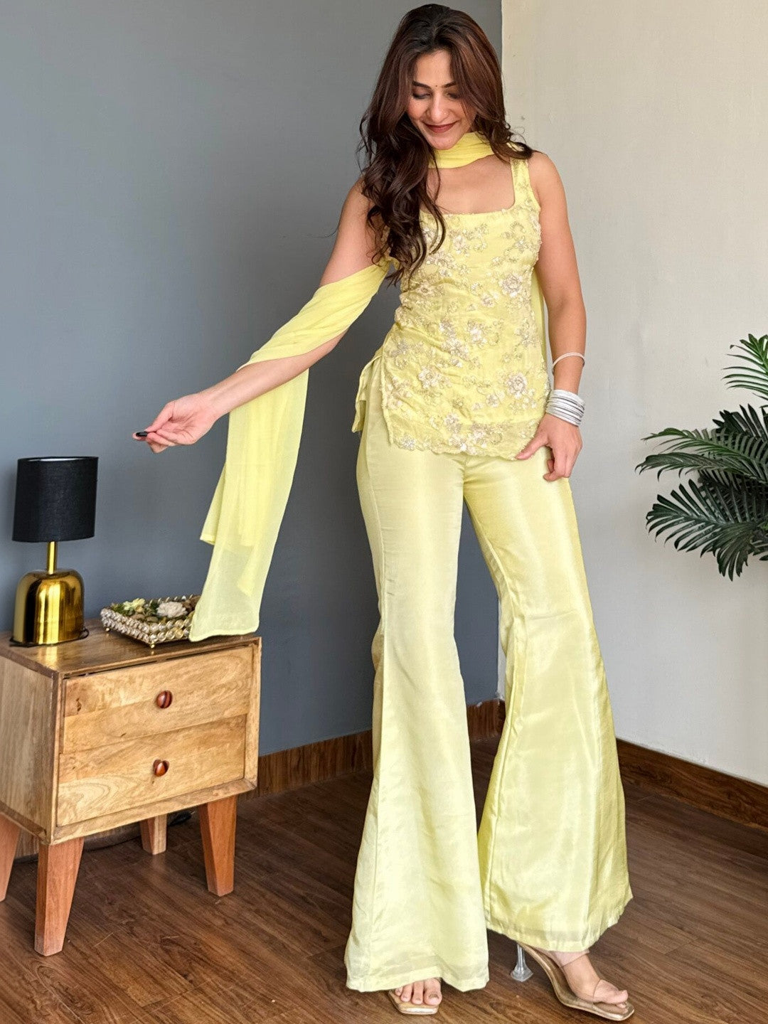 Heavy Georgette Embroidered Palazzo Suit Set