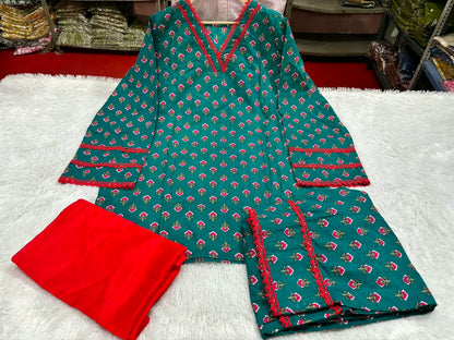 Cotton Block Print Farshi Salwar Suit Set