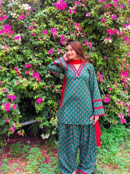Cotton Block Print Farshi Salwar Suit Set