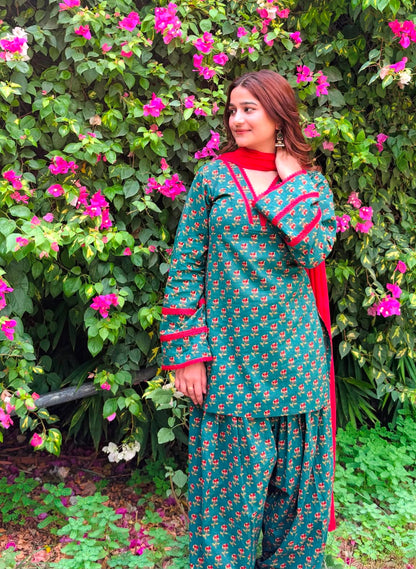 Cotton Block Print Farshi Salwar Suit Set