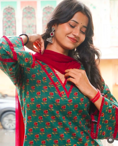 Cotton Block Print Farshi Salwar Suit Set