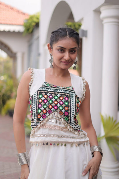 Roman Silk Pan-Patti Gota Lehenga Set