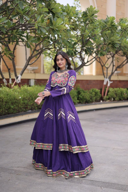 Kora Cotton Gamthi & Gota Patti Lehenga with Full-Sleeve Shrug
