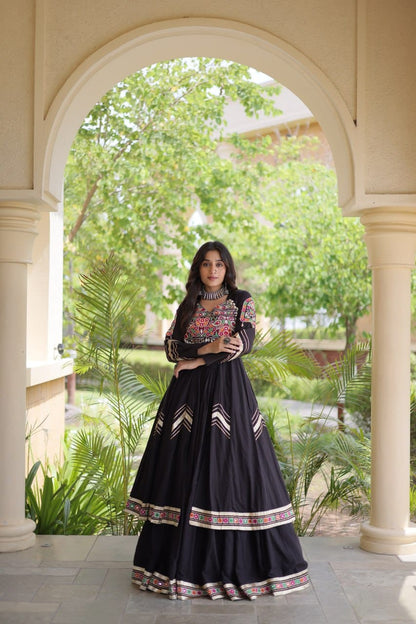 Kora Cotton Gamthi & Gota Patti Lehenga with Full-Sleeve Shrug