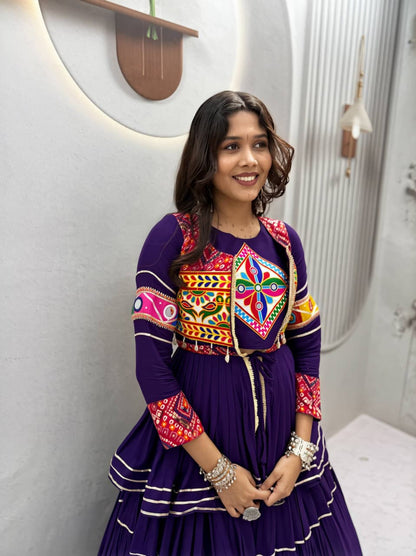 Pure Cotton 9 Meter Big Flair Heavy Gamthi Lehenga Set