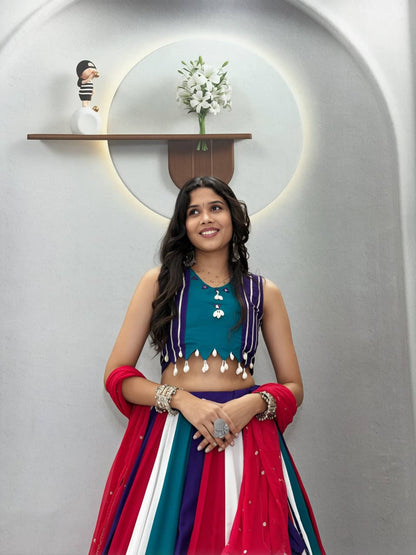 Pure Cotton 6 Meter Multicolour Kali Lehenga Set