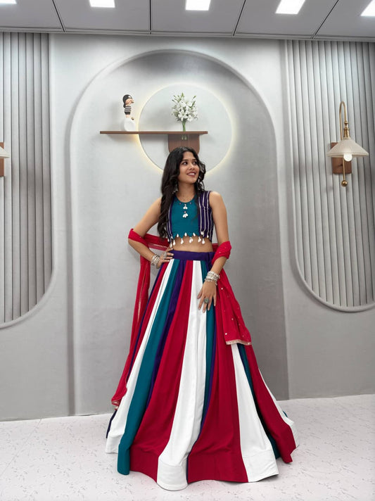 Pure Cotton 6 Meter Multicolour Kali Lehenga Set